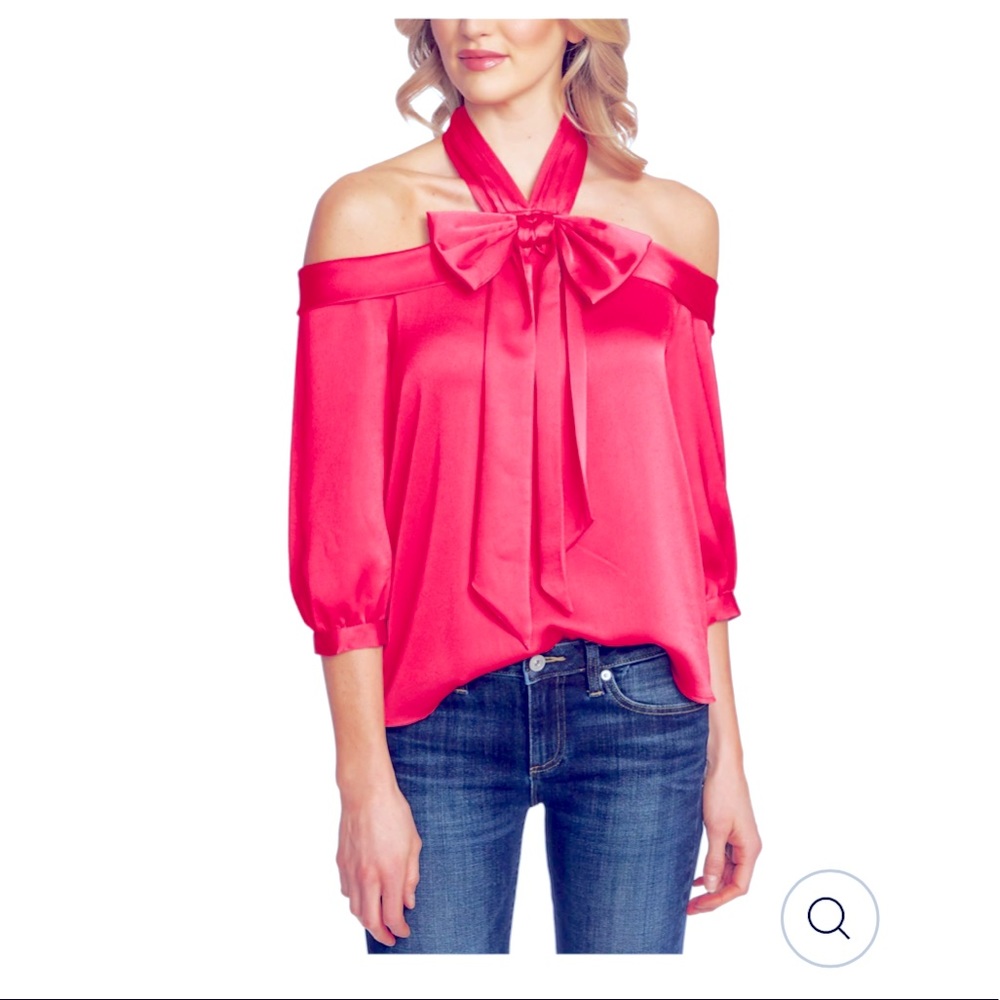 CeCe pink blouse size medium brand new with tags off shoulder neck tie